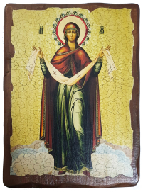 ПОКРОВ Пресвятой Богородицы   ↕17см ↔13см Дерево Литография