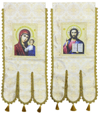 ХОРУГВИ Білі Вишиті  ↕120см ↔60см Парча