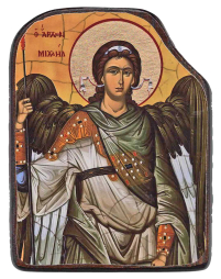 МИХАИЛ Архангел   ↕17см ↔12.5см  Дерево Литография