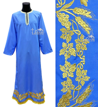 ПІДРИЗНИК   Блакитний   р50/д150см   Габардин Вишивка "Колос виноград" 