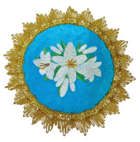 ПОДСТАВКА под подсвечник Голубая 19,5см Габардин + Бархат