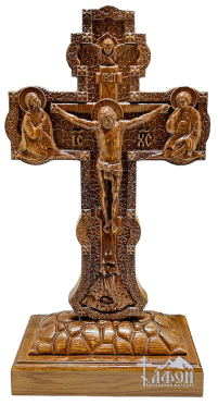 ХРЕСТ на підставці  РІЗБЛЕНИЙ  ↕54см ↔ 26см Дерев'яний ДУБ