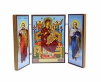 Складень "Всецариця" (Арх. Михаїл та Гавриїл) ↕8.5см ↔6см  ДСП Літографія