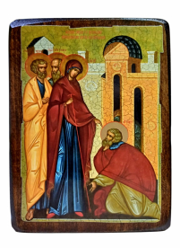 СЕРГІЙ РАДОНЕЗЬКИЙ і БОГОРОДИЦЯ   17/13см Дерево Літографія