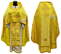 Облачение священника   Желтая 58р/д155см   Парча  "Крест-ромб"