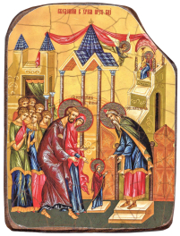 ВВЕДЕНИЕ во храм ПРЕСВЯТОЙ БОГОРОДИЦЫ  ↕17см ↔12.5см  Дерево Литография