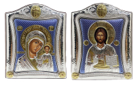 Пара Вседержитель Казанская   ↕19см ↔15см Полиграфия PVD(серебрение)  Греция
