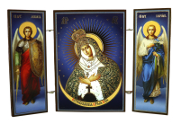 Складень "Остробрамська Б.М" (Арх. Михаїл та Гавриїл) ↕8.5см ↔6см  ДСП Літографія