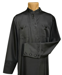 Подрясник греческий   Черный 54р   Шёлк искусвенный ЄВРОСОФТ Вышивка "Виноград"