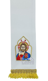 ЗАКЛАДКА для Евангелия Белая Спаситель 10/140см Габардин Вышивка