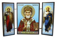 Складень "Миколай Чудотворець" (Арх. Михаїл та Гавриїл) ↕8.5см ↔6см  ДСП Літографія