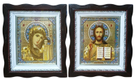 Пара Вседержитель  Казанская   ↕25,5см ↔22,5см Литография 