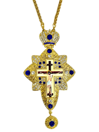 КРЕСТ Наперсный ↕15см ↔8см Латунь  Китай (Синий)