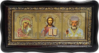 Тройник Вседержитель Казанская Николай   21/39см  Дерево 