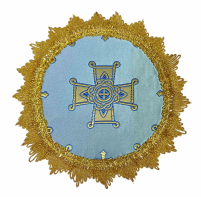 ПОДСТАВКА под подсвечник Голубая 19,5см Парча