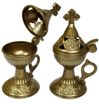 КАДИЛЬНИЦЯ   ↕15см Ø8см   Металева Греція Колір-Олива