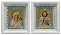 Пара Вседержитель Казанська   ↕24см ↔21,5см  Гальваніка Емаль Полотно