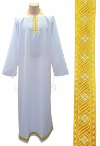 ПІДРИЗНИК   Білий   р54/д155см   Габардин Галун 