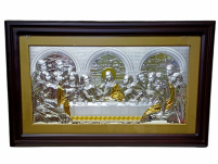 ТАЄМНА ВЕЧЕРЯ   ↕46см ↔77см Дерево+Металеві пластини PVD(посріблення) під скломГреція