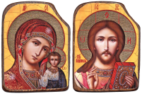 Пара Вседержитель Казанская   17см ↔12.5см   Дерево Литография 