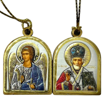 ПІДВІСКА Янгол Охоронець/Миколай   3,5/2,5см   Дерево  Літографія 