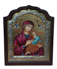 ПРИСТРАСНА (ВСЕПОМІЧНИЦЯ, НУСТАНОЇ ПОМОЧІ)  ↕22см ↔16.5см МДФ Шовкографія Срібло Сусальне золото 