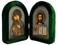 Складень Вседержитель Владимирская   ↕10см ↔7,5см Зеленый