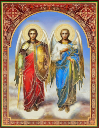 Літографія  40/30см  МИХАЇЛ і ГАВРИЇЛ Архангели  Церковнослов'янська мова