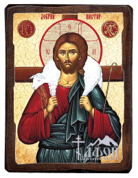 ДОБРИЙ ПАСТИР   ↕17см ↔13см Дерево Літографія