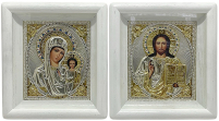 Пара Вседержитель Казанська   ↕24см ↔21,5см  Гальваніка Емаль Полотно