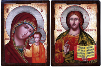 Пара Вседержитель Казанская   23/17см Дерево Литография 