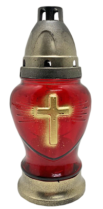 Лампада ПОМИНАЛЬНА Червона Серце Хрест 18 год.