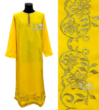 ПІДРИЗНИК   Жовтий   р50/д155см   Габардин Вишивка "Квітка"