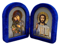 Складень Вседержитель Владимирская   ↕10см ↔7,5см Синий