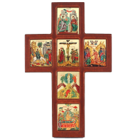 ХРЕСТ-ІКОНОСТАС   ↕32см ↔20см   Дерево Шовкографія Сусальне золото Греція   Е406 