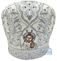 МИТРА   Белая   Размер 57   Велюр  Вышивка