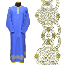 ПІДРИЗНИК   Блакитний   р48/д155см   Габардин Вишивка (Хрест ПЦУ)