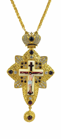 ХРЕСТ Наперсний ↕15см ↔8см Латунь Китай (Бордо)