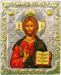 Пара Вседержитель Казанская    28/35см Дерево Шелкография Серебро