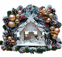 РІЗДВЯНИЙ  ВЕРТЕП ↕27см ↔40см ДВП з підсвіткою та прикрасами