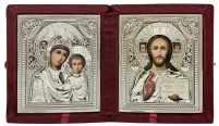 Складень Вседержитель Казанская   ↕21см ↔18см Бородо Велюр