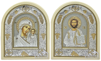 Пара Вседержитель Казанская   ↕25см ↔16см Полиграфия PVD(серебрение)  Греция