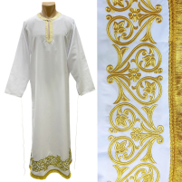 ПОДРИЗНИК   Белый   54р/д155см   Габардин Вышивка 