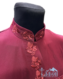 Підрясник грецький   Бордовий 56р   Костюмна тканина "стретч"   Вишивка  Дубовий листочок