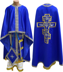 Облачення  Синє  52р/д145см   Королівський атлас Вишивка