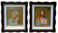 Пара Вседержитель  Казанская   ↕25,5см ↔22,5см Литография 