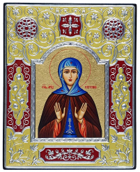 ЄВГЕНИЯ   ↕19см ↔15см МДФ Шовкографія Срібло Сусальне золото Емаль Греція