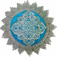 ПОДСТАВКА под подсвечник Голубая 15,5см Габардин + Бархат