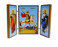 Складень "Георгій Переможець" (Арх. Михаїл та Гавриїл) ↕8.5см ↔6см  ДСП Літографія