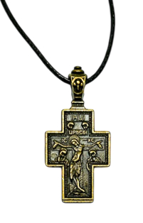 Крестик НАТЕЛЬНЫЙ   4/2см   Металический Покровский со шнурком